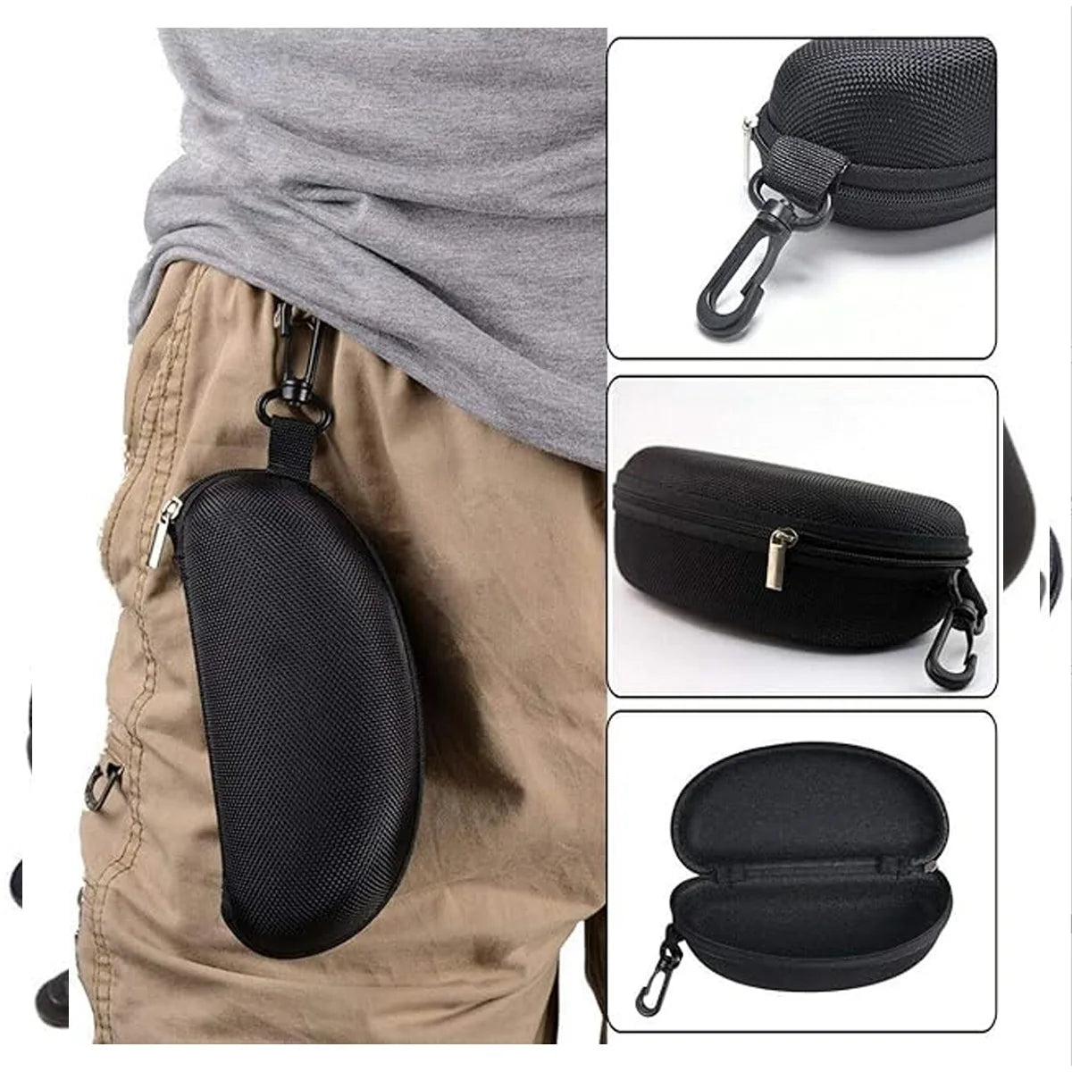 Zipper Hard Shell Sunglasses Case and Glasses Box with Plastic Hook for Portable Travel Glasses Case. Sunglasses Case Can Hang